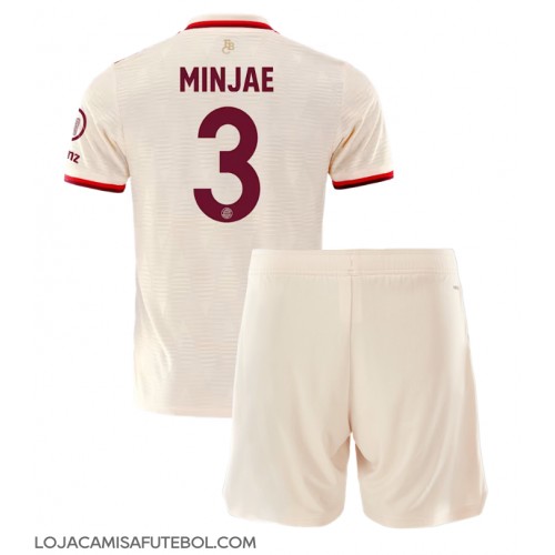 Camisa de Futebol Bayern Munich Kim Min-jae #3 Equipamento Alternativo Infantil 2024-25 Manga Curta (+ Calças curtas)